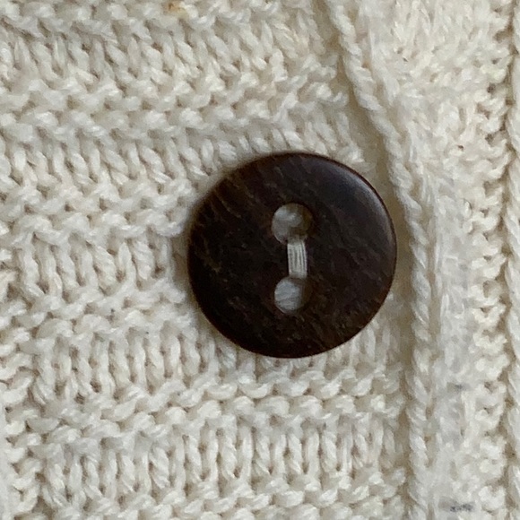 Peregrine England Cable Knit Pure New Wool Fisherman’s Ivory Cardigan Sweater - Picture 3 of 7